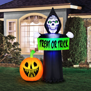 Occasions 5.5' INFLATABLE REAPER AND PUMPKIN SCENE, 5.5 ft Tall, Multicolored