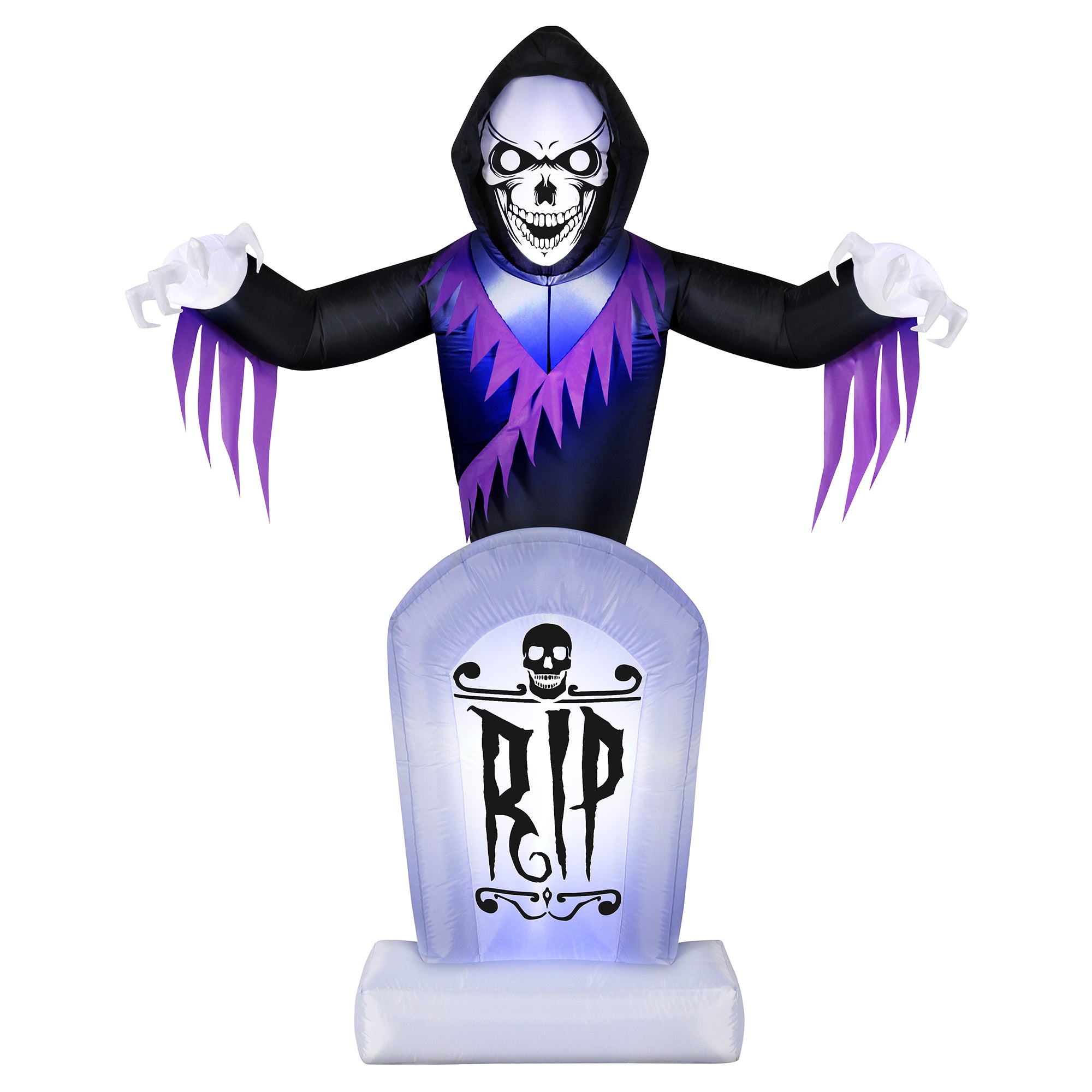 Occasions 8' ANIMATED INFLATABLE REAPER BEHIND TOMBSTONE, 8 ft Tall, Multicolored