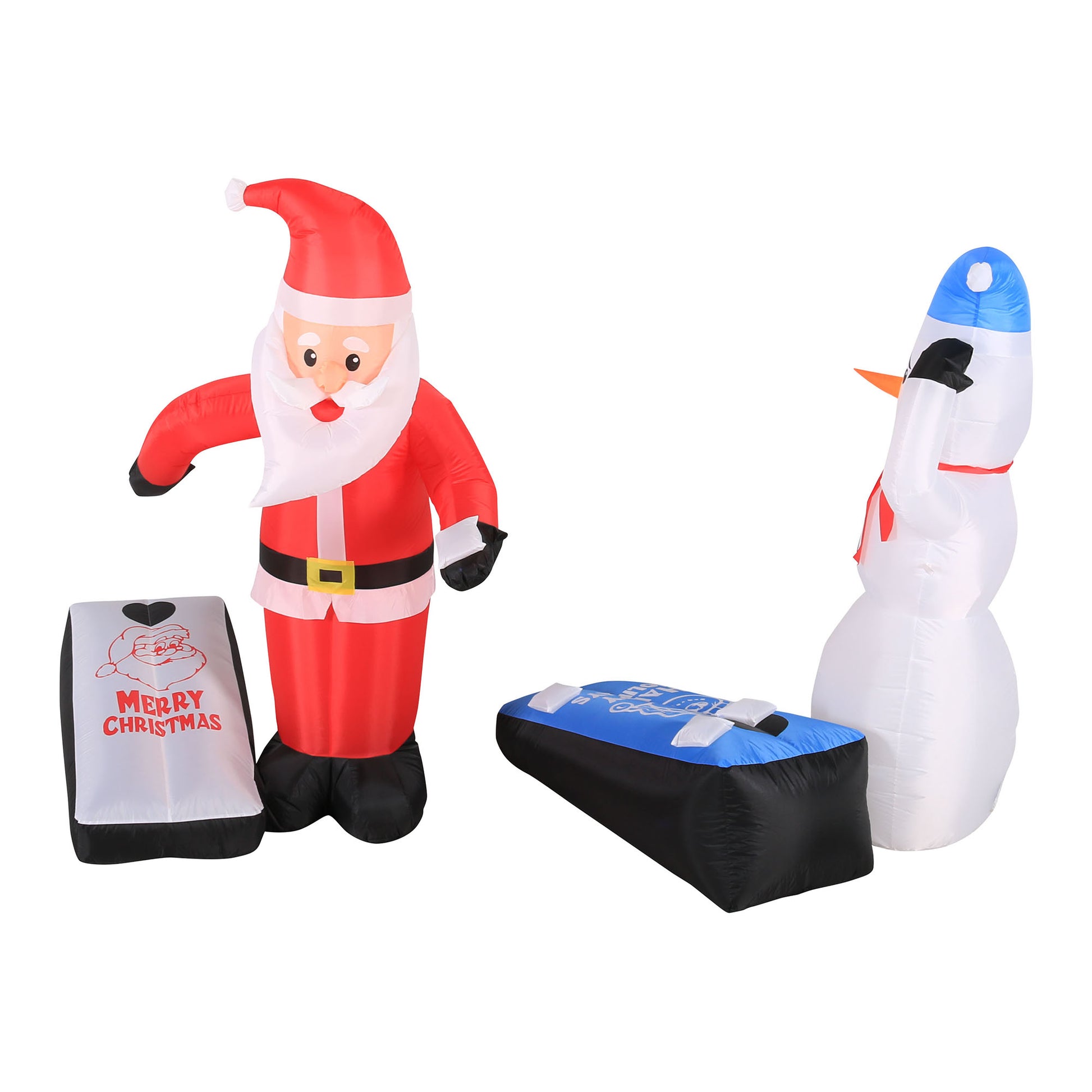 Occasions 5' INFLATABLE SANTA AND SNOWMAN PLAYING CORN HOLE WITH INNER, 5 ft Tall, Multicolored image 5