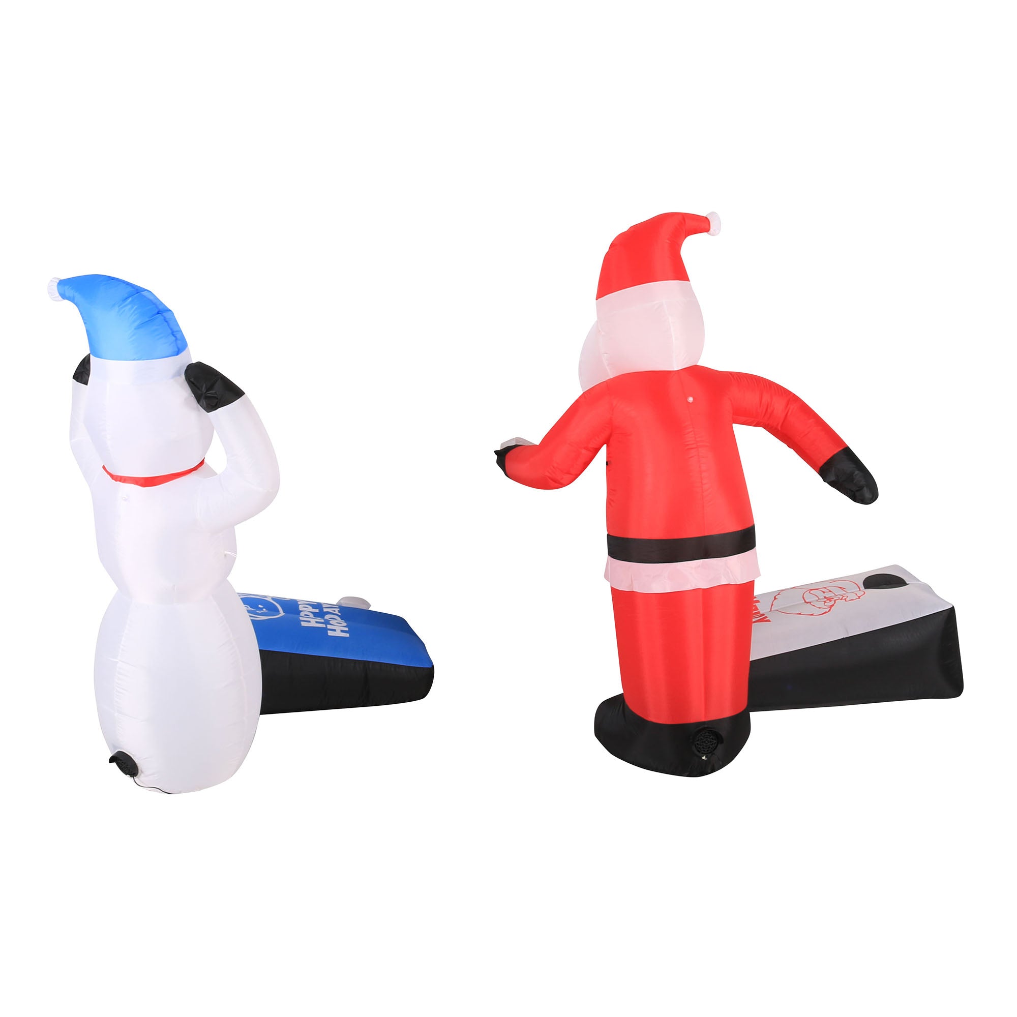 Occasions 5' INFLATABLE SANTA AND SNOWMAN PLAYING CORN HOLE WITH INNER, 5 ft Tall, Multicolored