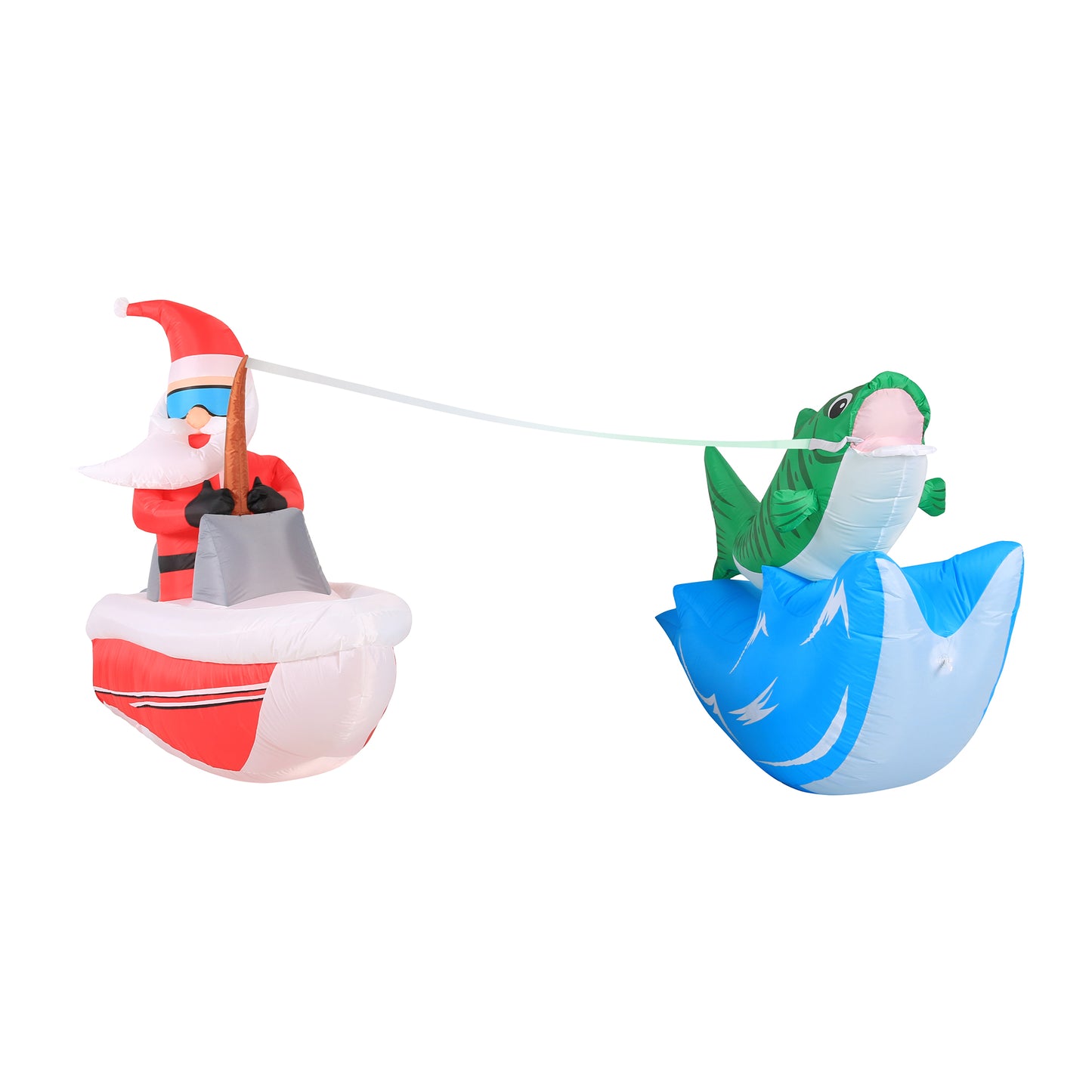 14-Ft Wide Santa Fishing Boat with Swirling Lights Christmas Inflatable image 4