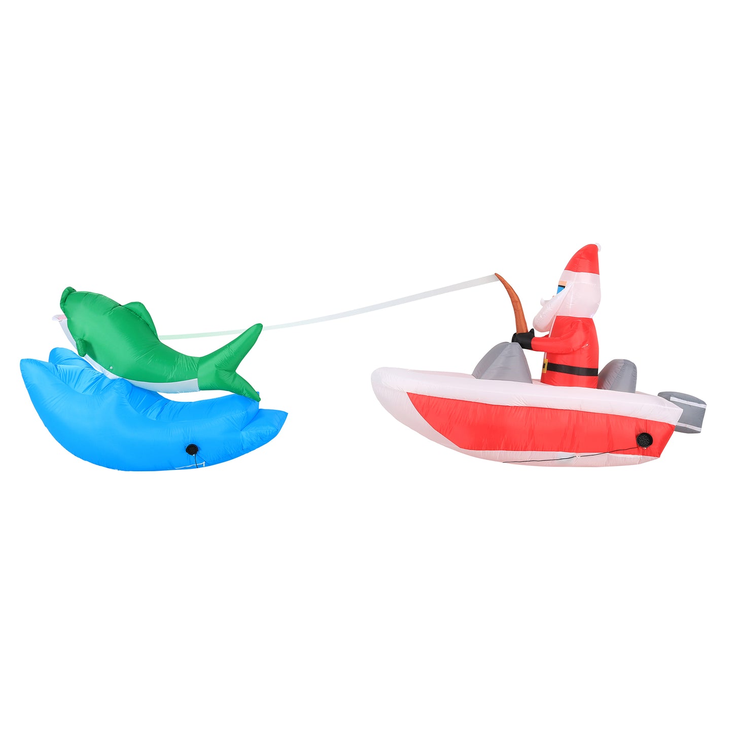 14-Ft Wide Santa Fishing Boat with Swirling Lights Christmas Inflatable image 5