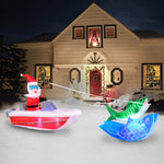 Load image into Gallery viewer, Occasions 14&#39; INFLATABLE BOAT FISHING SANTA WITH SWIRLING LIGHTS INNER, 4 ft Tall, Multicolored
