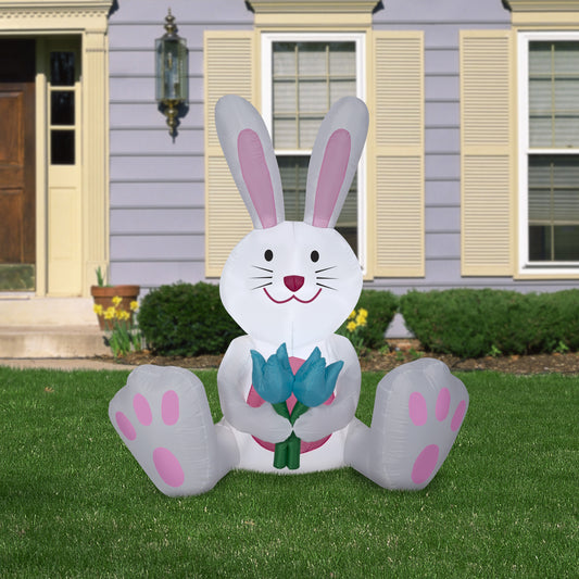 5' White Bunny Spring Inflatable lifestyle
