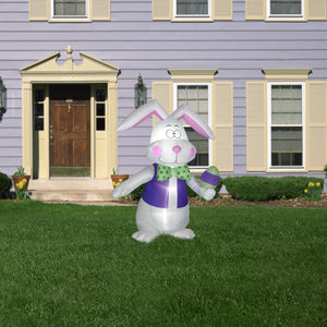 Gemmy 7 ft Airblown White Bowtie Bunny w/Vest, White