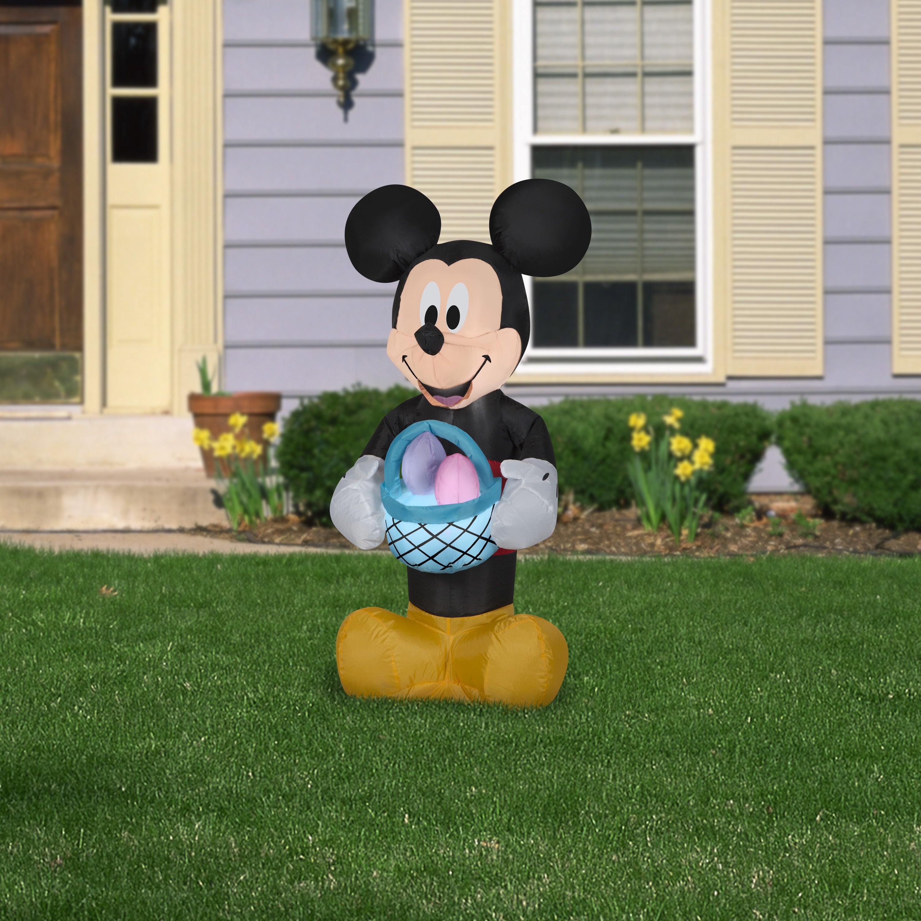 Gemmy Airblown Inflatable Mickey Mouse with Easter Basket, 3.5 ft Tall