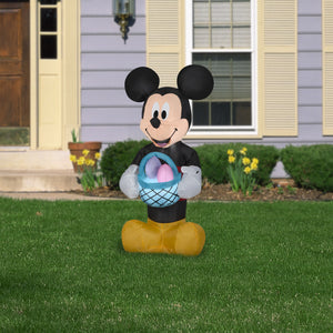 Gemmy Airblown Inflatable Mickey Mouse with Easter Basket, 3.5 ft Tall