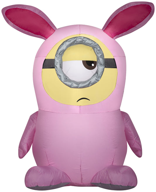 Gemmy Airblown Inflatable Stuart in Pink Bunny Suit, 3.5 ft Tall, pink
