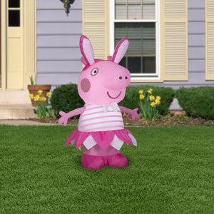 Gemmy 3.5 ft Airblown Peppa Pig in Easter Outfit SM, Pink