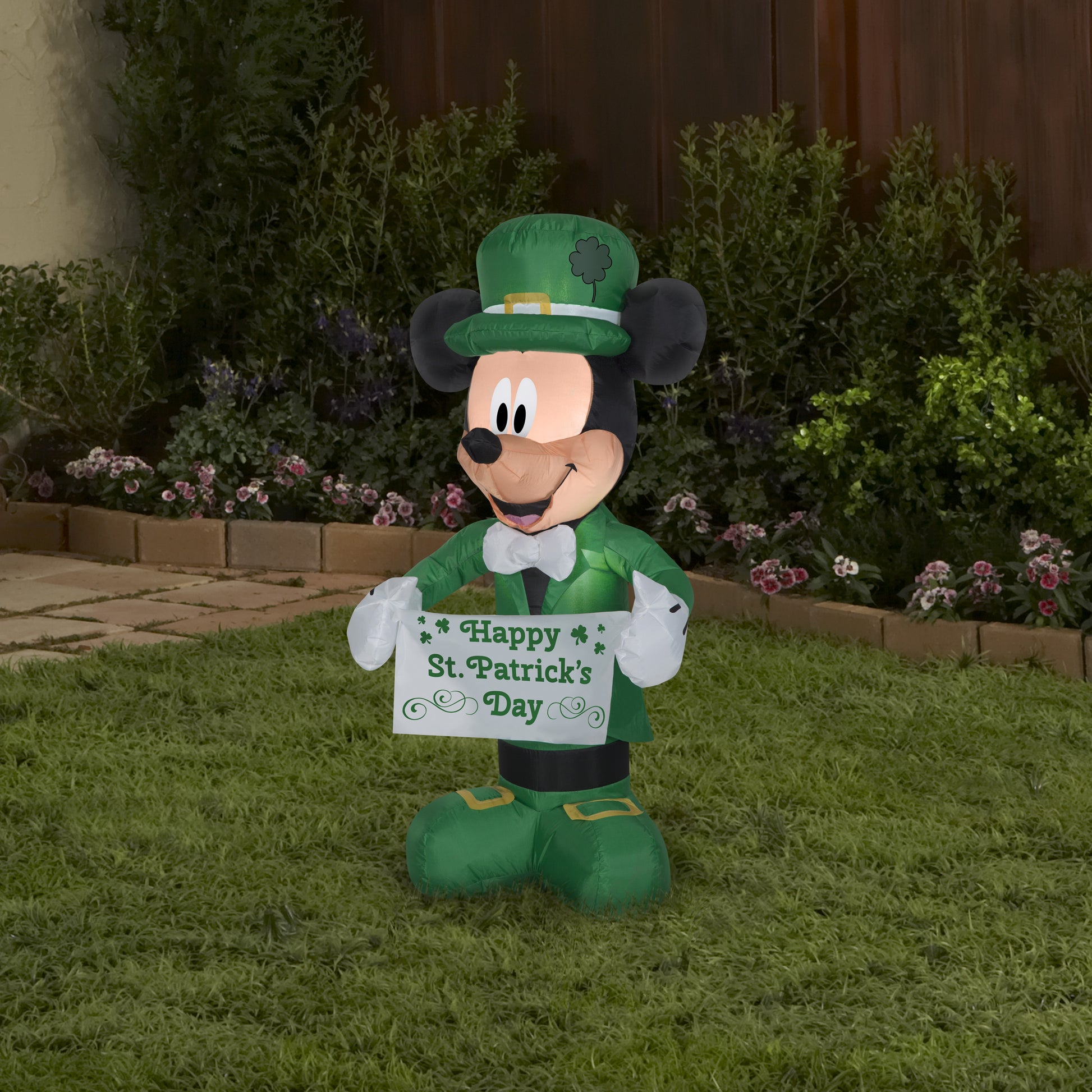 3.5' Airblown Disney St. Patrick's Day Mickey Mouse Spring Inflatable lifestyle