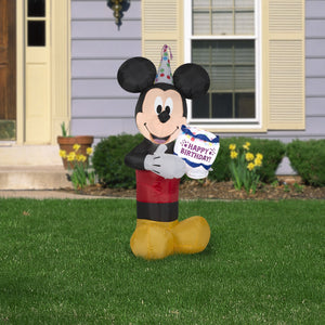 Gemmy 3.5 ft Tall Airblown Inflatable Birthday Party Mickey Mouse with Cake