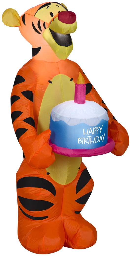 Inflatable Birthday Party Tigger with Cake, 3.5 ft Tall