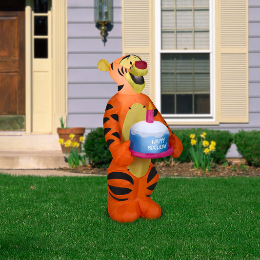Inflatable Birthday Party Tigger with Cake, 3.5 ft Tall lifestyle