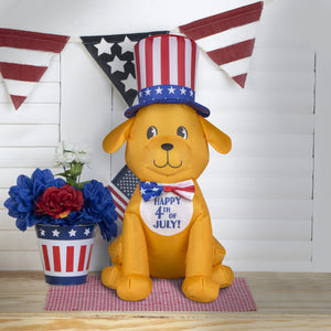 Gemmy Airdorable Airblown Patriotic Dog, 2 ft Tall, Orange