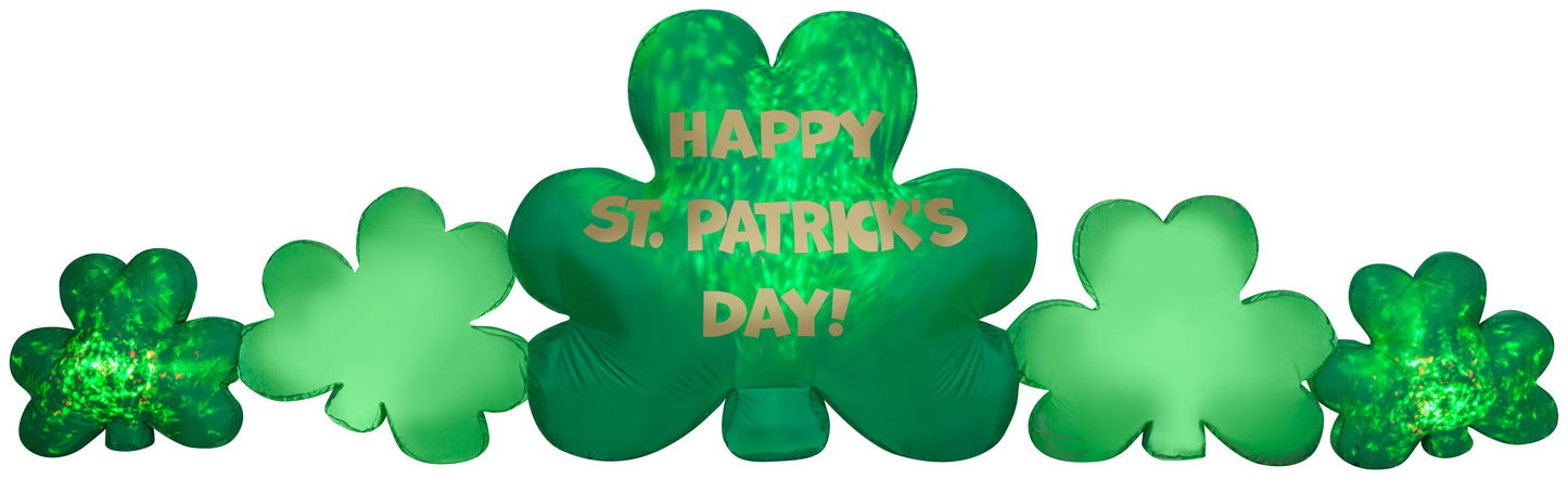 Gemmy 10 ft Wide Projection Airblown Kaleidoscope St. Patrick's Day Cluster of Clovers Collection Scene