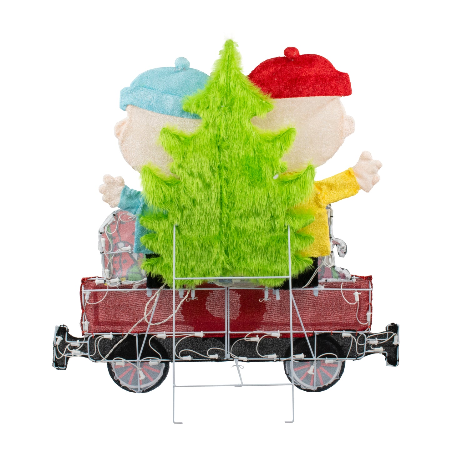 ProductWorks 79IN WIDE PEANUTS PRE LIT LED 2D YARD ART TWO PIECE TRAIN SET, Red