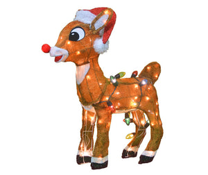 ProductWorks 24 Inch 3D Pre Lit Rudolph with C9 Light Strand, Brown