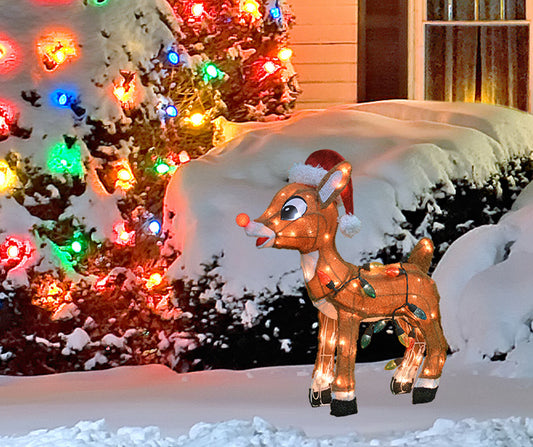 ProductWorks 24 Inch 3D Pre Lit Rudolph with C9 Light Strand, Brown image 2