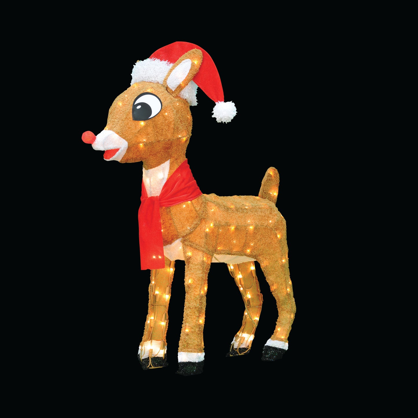 24-Inch Rudolph 3D Pre-Lit LED Yard Art Rudolph with Santa Hat Scarf Christmas Décor image 6