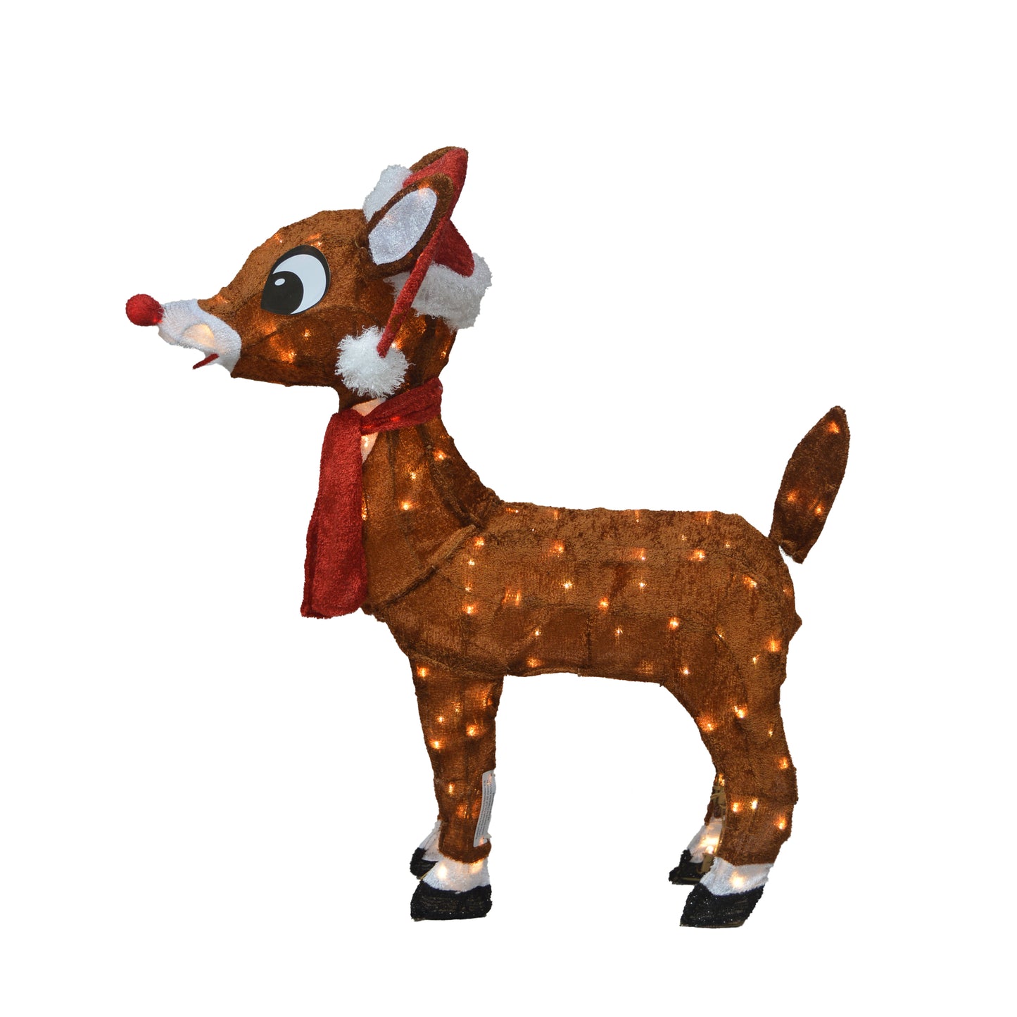 24-Inch Rudolph 3D Pre-Lit LED Yard Art Rudolph with Santa Hat Scarf Christmas Décor image 3