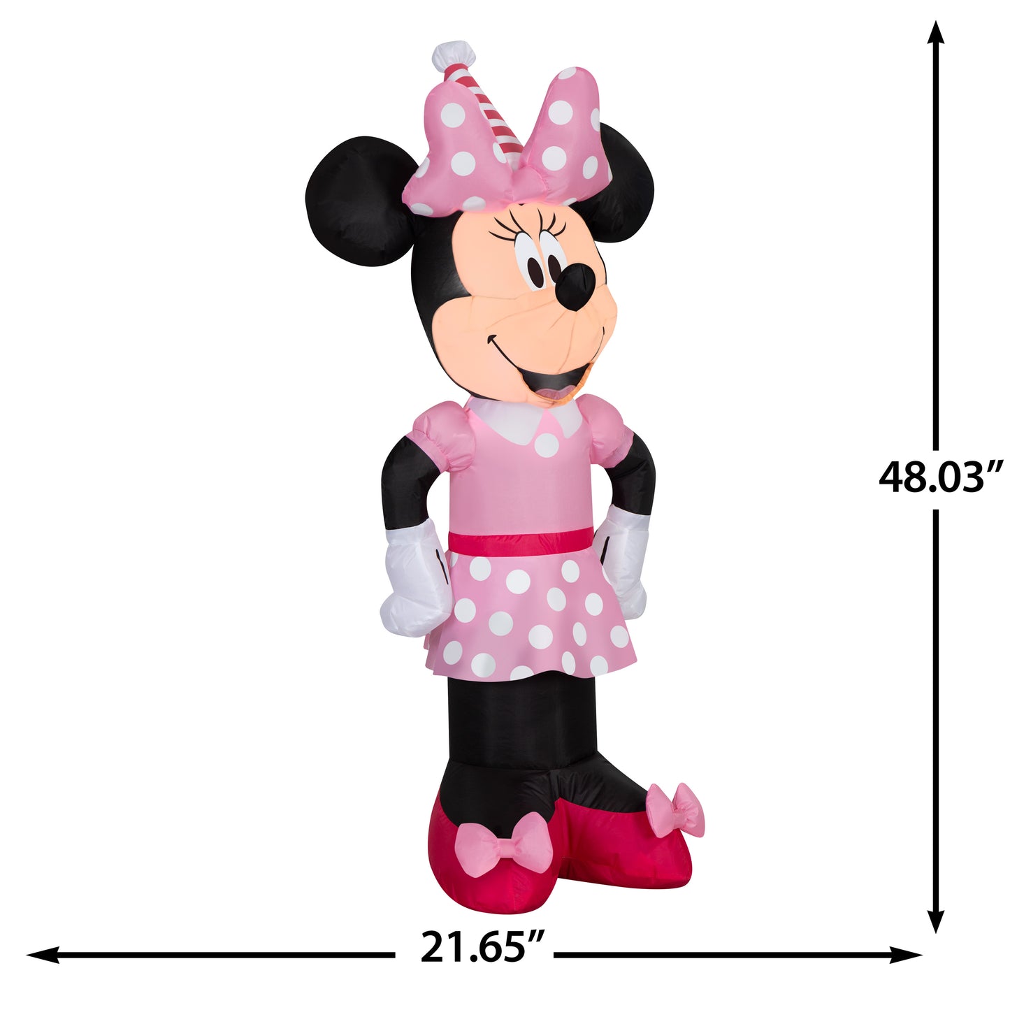 Inflatable Minnie w/Party Hat Disney, 4 ft Tall dimensions