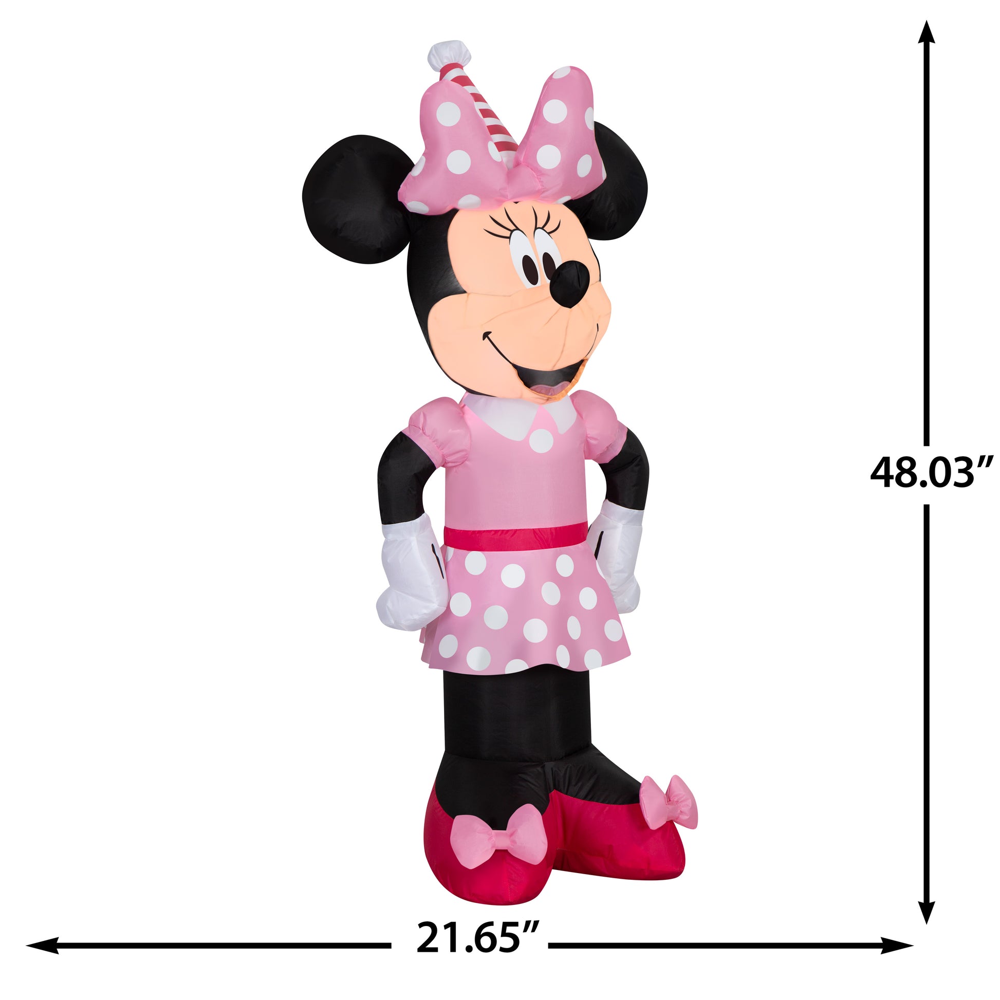 Inflatable Minnie w/Party Hat Disney, 4 ft Tall dimensions