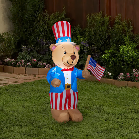 Inflatable Patriotic Teddy Bear, 4 ft Tall lifestyle