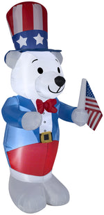 Load image into Gallery viewer, Gemmy Airblown Inflatable Patriotic Polar Bear, 4 ft Tall
