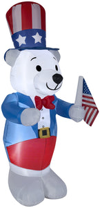 Gemmy Airblown Inflatable Patriotic Polar Bear, 4 ft Tall