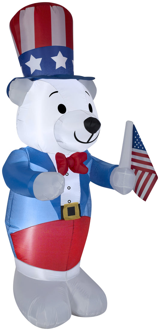 Inflatable Patriotic Polar Bear, 4 ft Tall
