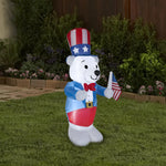 Load image into Gallery viewer, Gemmy Airblown Inflatable Patriotic Polar Bear, 4 ft Tall
