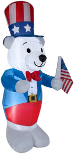 Load image into Gallery viewer, 6&#39; White Fourth of July Bear Spring Inflatable
