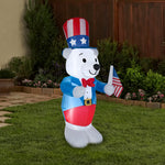 Load image into Gallery viewer, 6&#39; White Fourth of July Bear Spring Inflatable
