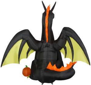 Gemmy Animated Projection Airblown Inflatable Fire & Ice Dragon w/Wings Giant (RRPm), 9 ft Tall, Multicolored