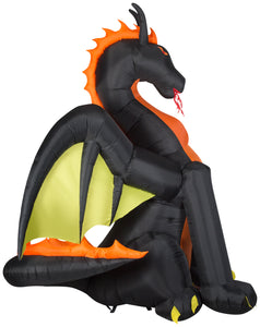 Gemmy Animated Projection Airblown Inflatable Fire & Ice Dragon w/Wings Giant (RRPm), 9 ft Tall, Multicolored