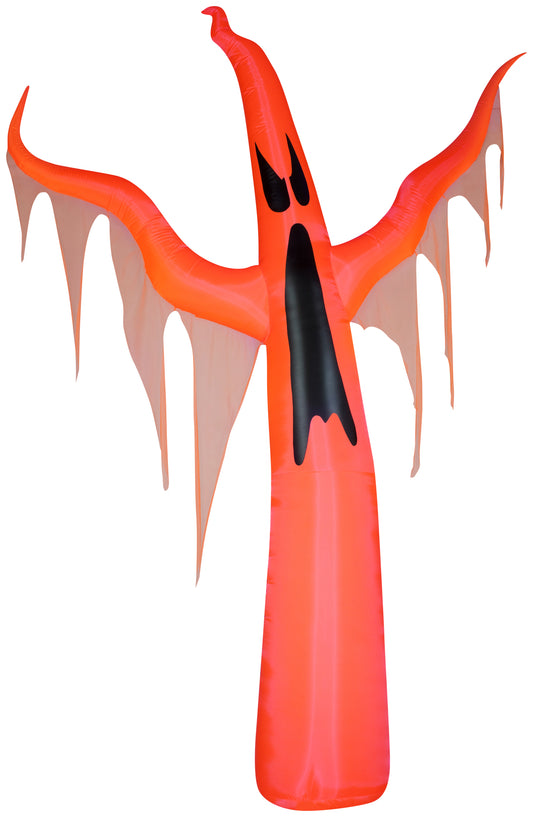 Neon Christmas Inflatable w/ Black Light Orange Ghost Giant, 11 ft Tall, Red
