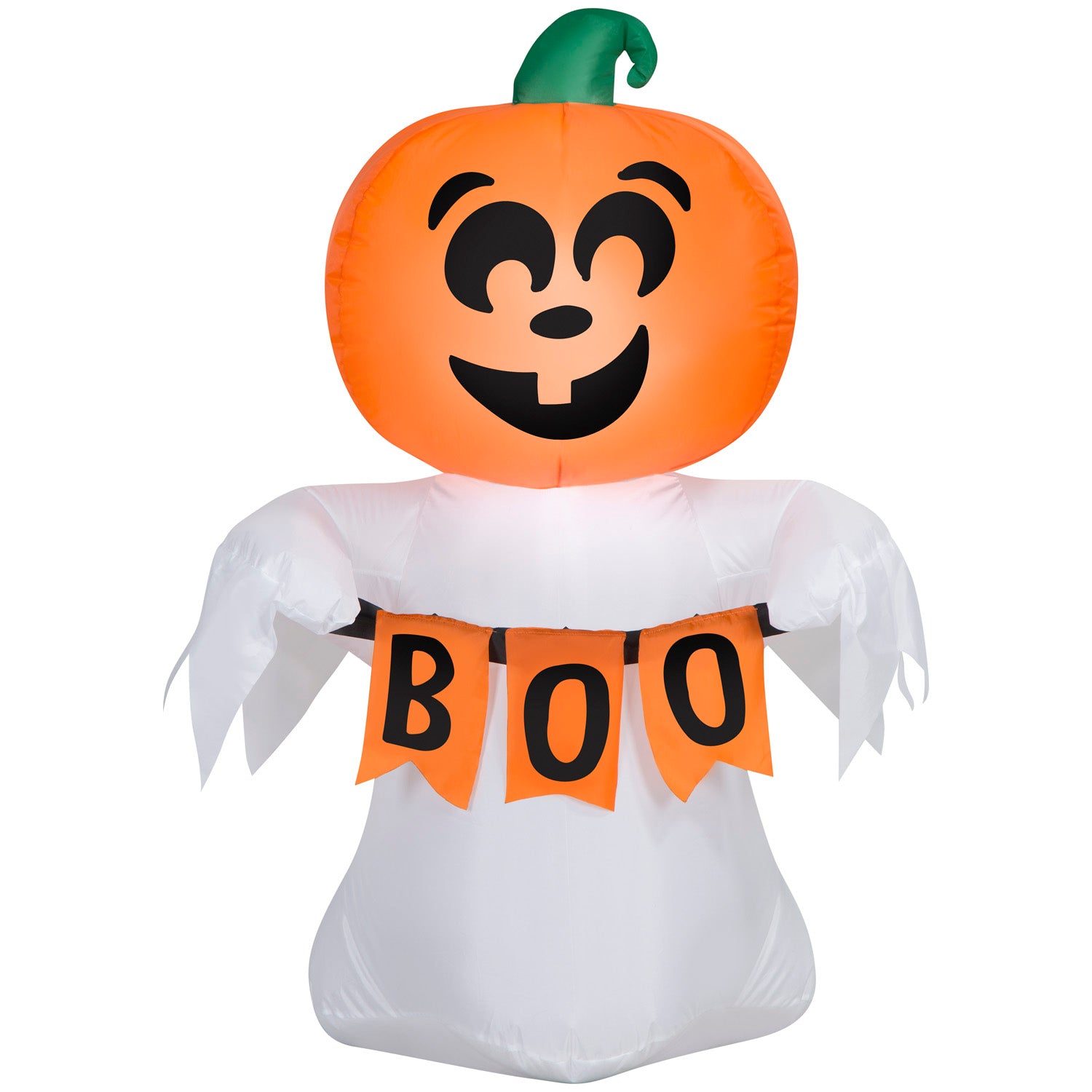 Gemmy Halloween Inflatable Jack O' Lantern Ghost, 3.5 ft Tall, Multi