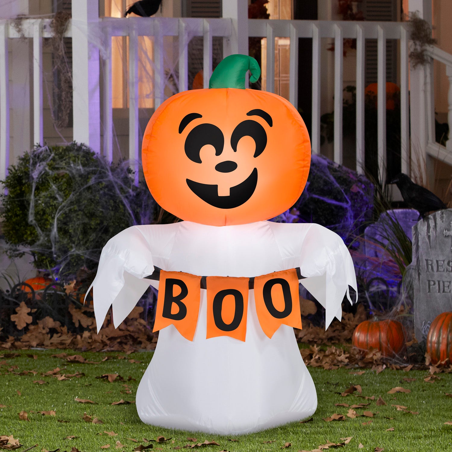 Halloween Inflatable Jack O' Lantern Ghost, 3.5 ft Tall lifestyle