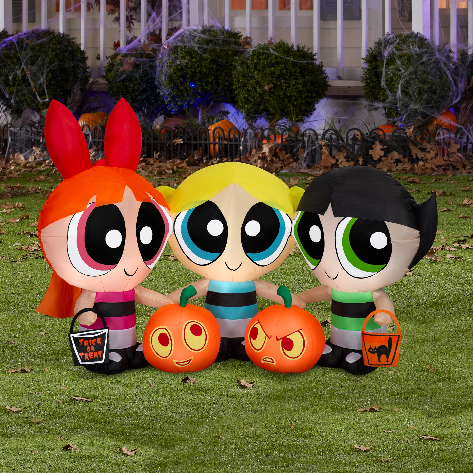 4-Ft Powerpuff Girls Scene with Blossom, Bubbles and Buttercup Halloween Inflatable lifestyle