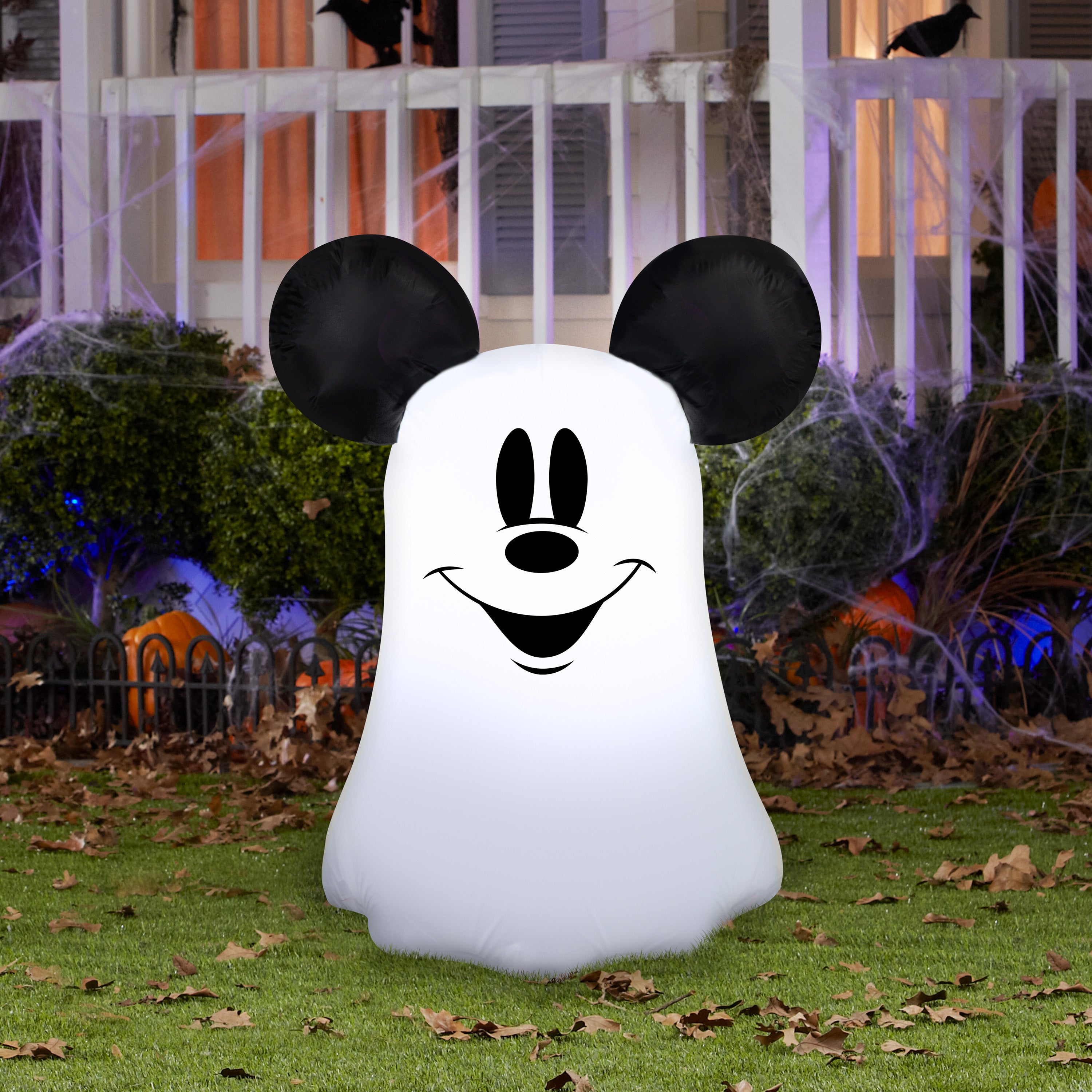 Gemmy Airblown Inflatable Stylized Mickey Ghost Disney , 3.5 ft Tall, Multicolored