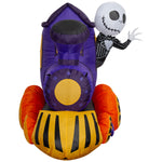 Load image into Gallery viewer, Gemmy Lightshow Airblown Inflatable Jack Skellington in Sewn in Micro LED Purple Train Scene Disney, 5 ft Tall
