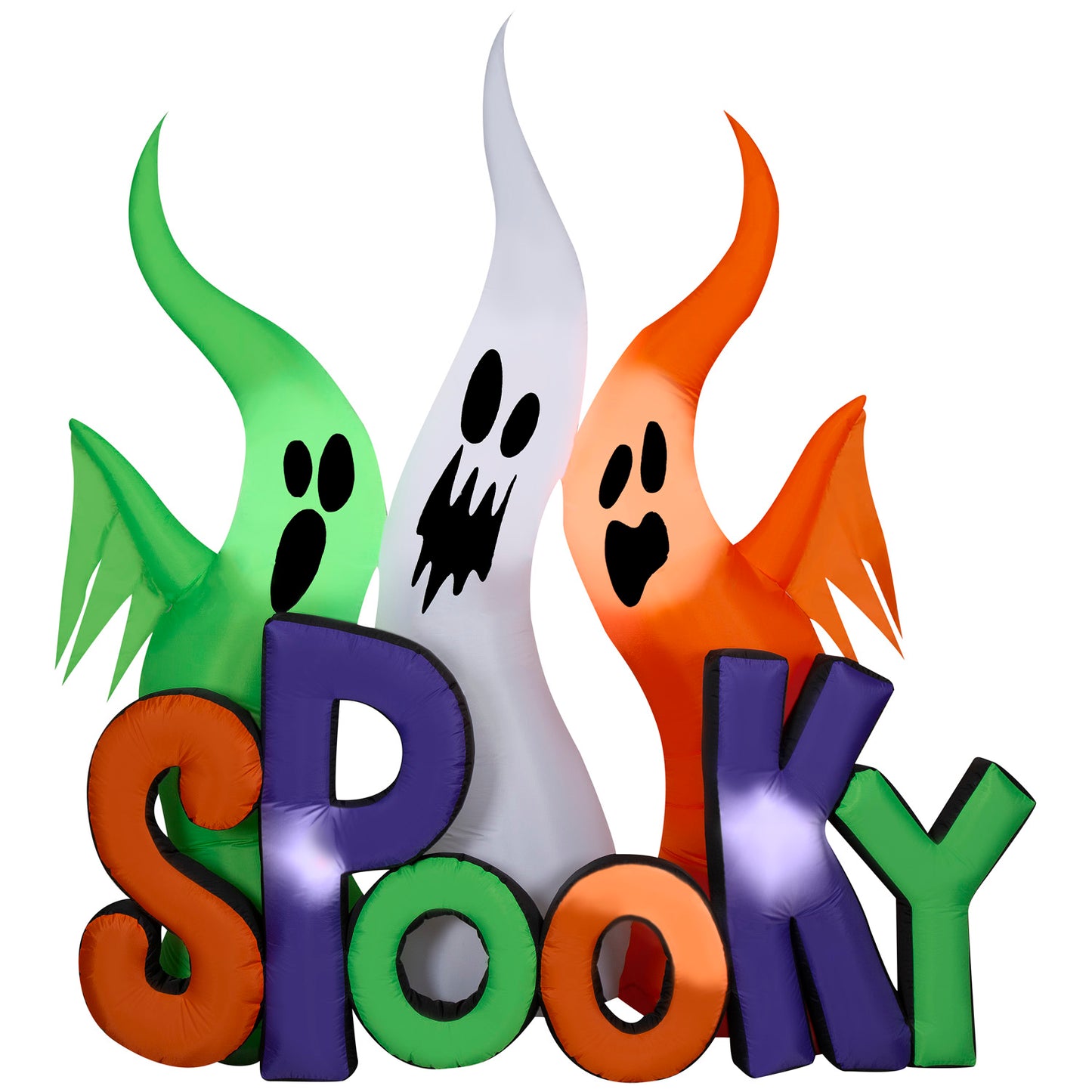 Halloween Inflatable Ghosts with "Spooky" Sign, 8 ft Tall