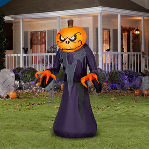 Gemmy Airblown Inflatable Pumpkin Reaper, 4 ft Tall, Multi