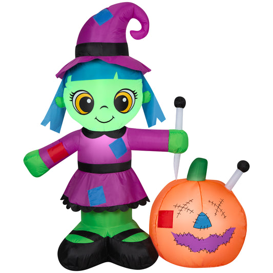 Inflatable Witch w/Hex JOL Scene, 4.5 ft Tall