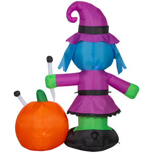 Gemmy Airblown Inflatable Witch w/Hex JOL Scene, 4.5 ft Tall, Multi