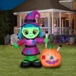 Load image into Gallery viewer, Gemmy Airblown Inflatable Witch w/Hex JOL Scene, 4.5 ft Tall, Multi
