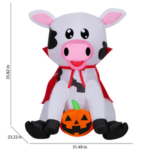 Gemmy Airblown Inflatable Halloween Baby Cow, 3 ft Tall, Multi