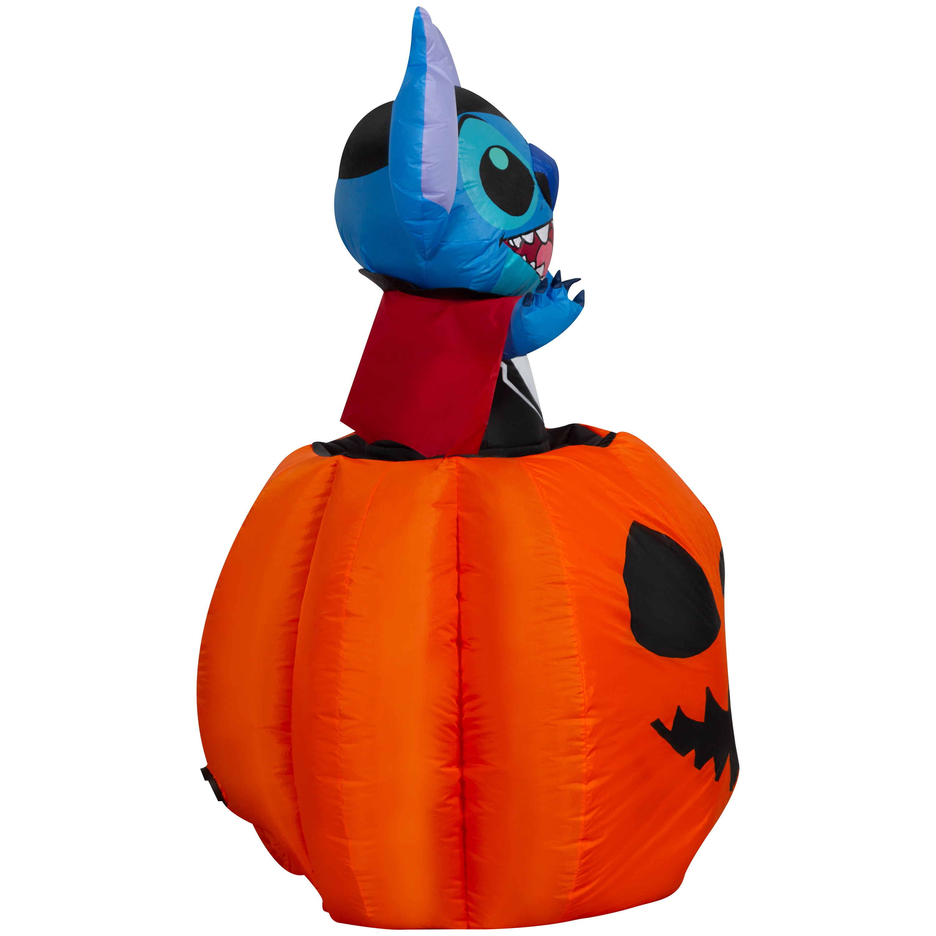 Gemmy Animated Airblown Inflatable Vampire Stitch Popping Out of Pumpkin Disney, 5 ft Tall, Multicolored