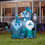Load image into Gallery viewer, Gemmy Airblown Haunted Mansion Beware of Ghosts Scene Disney, 6 ft Tall, Blue

