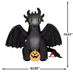 Gemmy Airblown Inflatable Toothless How to Train Your Dragon Universal, 6 ft Tall, Multicolored